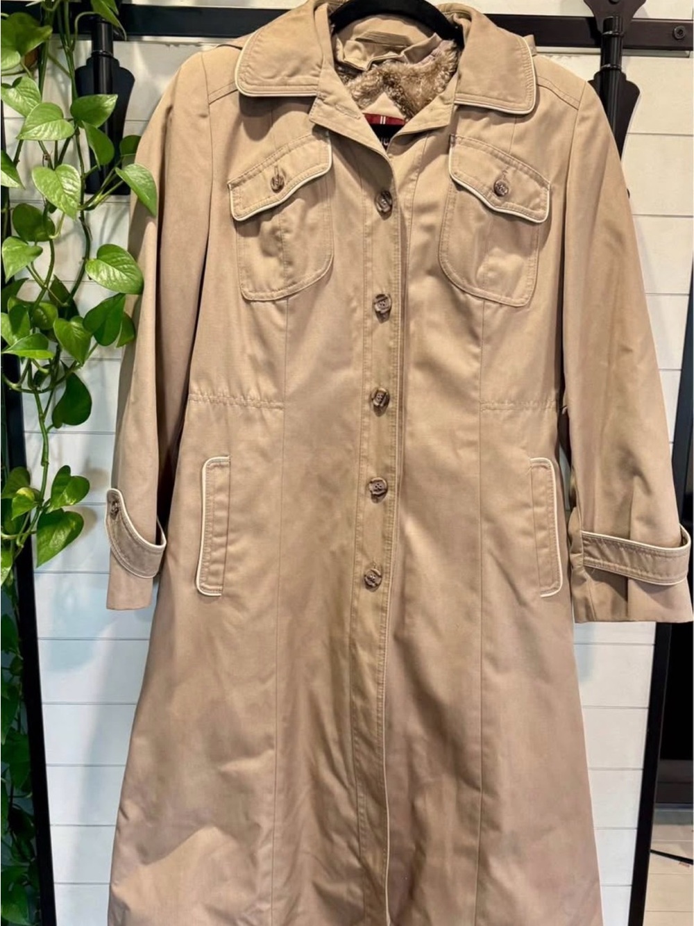 Classic Beige Trench Coat with Button Front